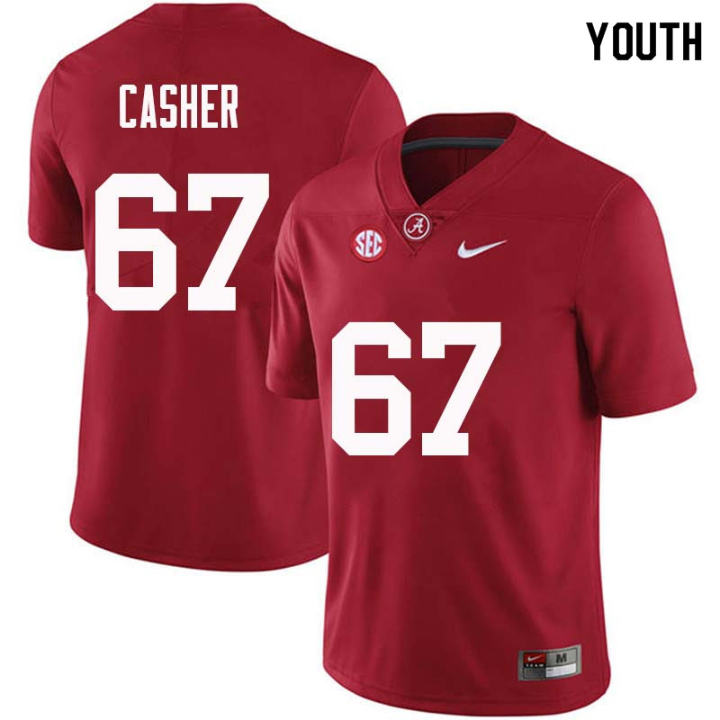 Alabama Crimson Tide Youth Josh Casher #67 Crimson NCAA Nike Authentic Stitched College Football Jersey HU16E26TF